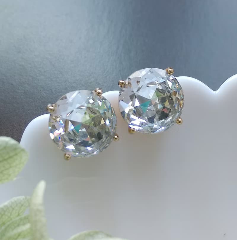 Vintage Jewelry 西洋古董飾品 小單鑽造型 簡約白鑽  針式耳環
