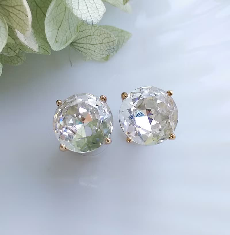 Vintage Jewelry 西洋古董飾品 小單鑽造型 簡約白鑽  針式耳環