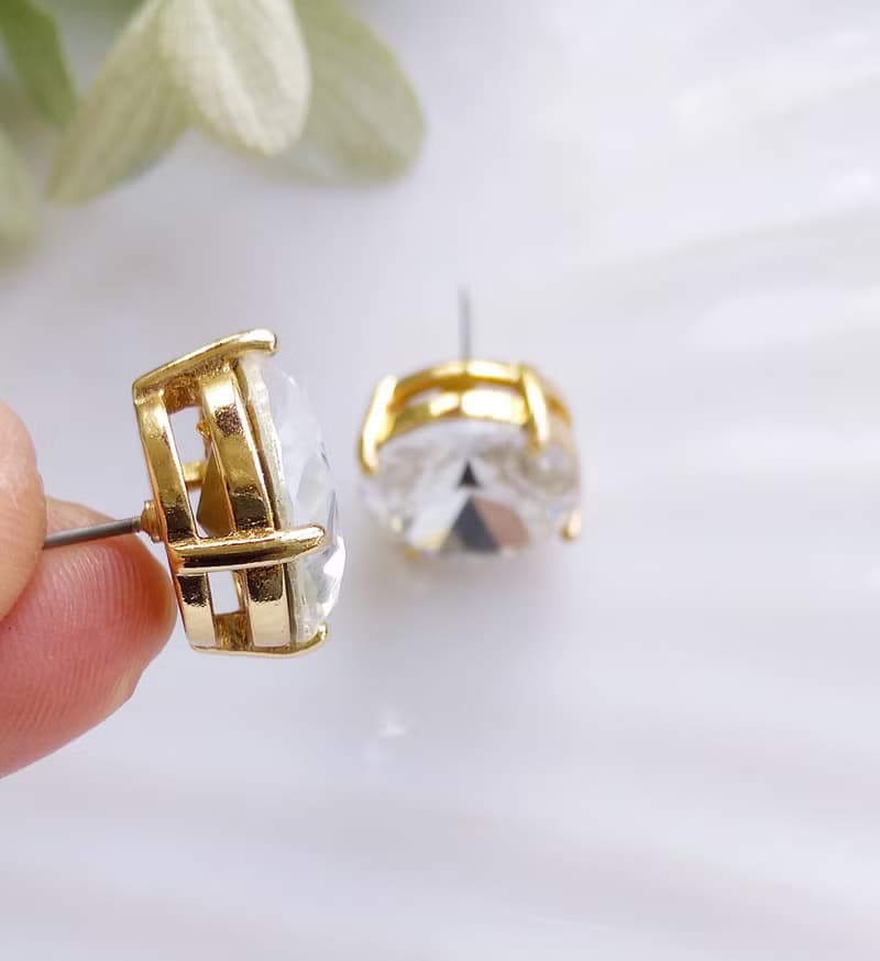 Vintage Jewelry 西洋古董飾品 小單鑽造型 簡約白鑽  針式耳環