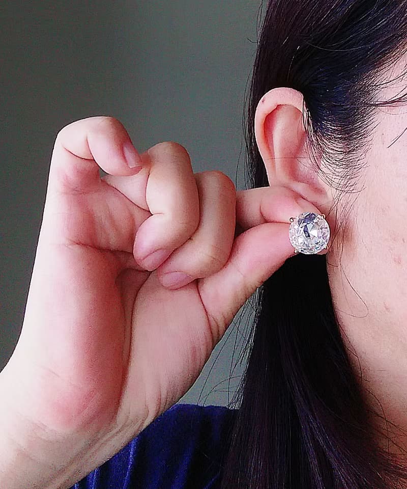Vintage Jewelry 西洋古董飾品 小單鑽造型 簡約白鑽  針式耳環