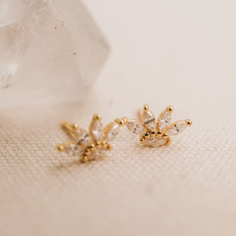 盛放蓮花耳釘 925銀 14K金 抗過敏 可戴洗澡 不掉色 女生禮物