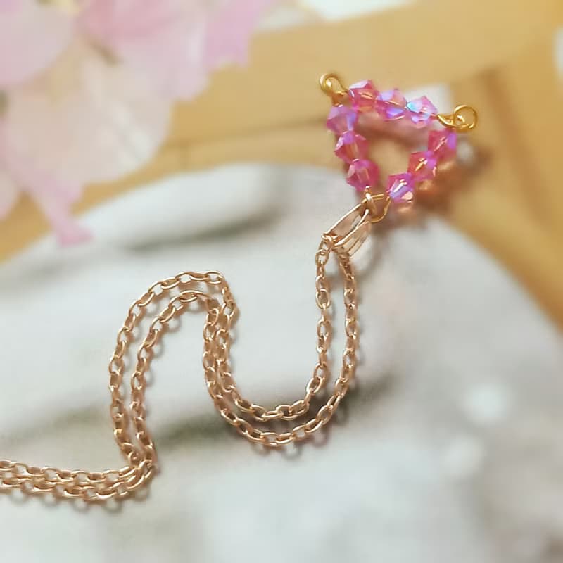 簡約粉紅色施華洛水晶項鍊