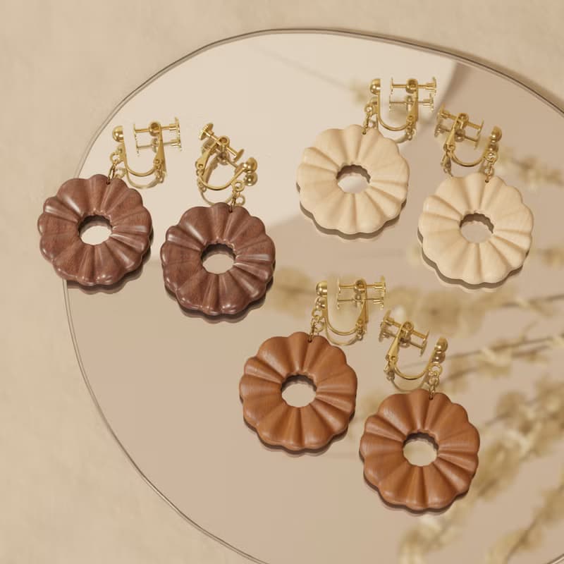 花好月圓 - 大方 - 實木製耳環 / 新復古系列飾品 (耳勾、耳夾款)