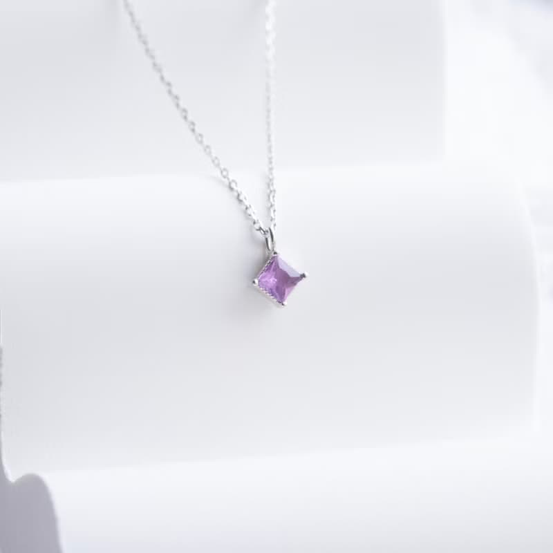紫水晶925純銀方塊項鍊