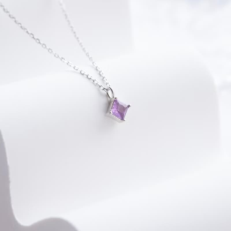 紫水晶925純銀方塊項鍊
