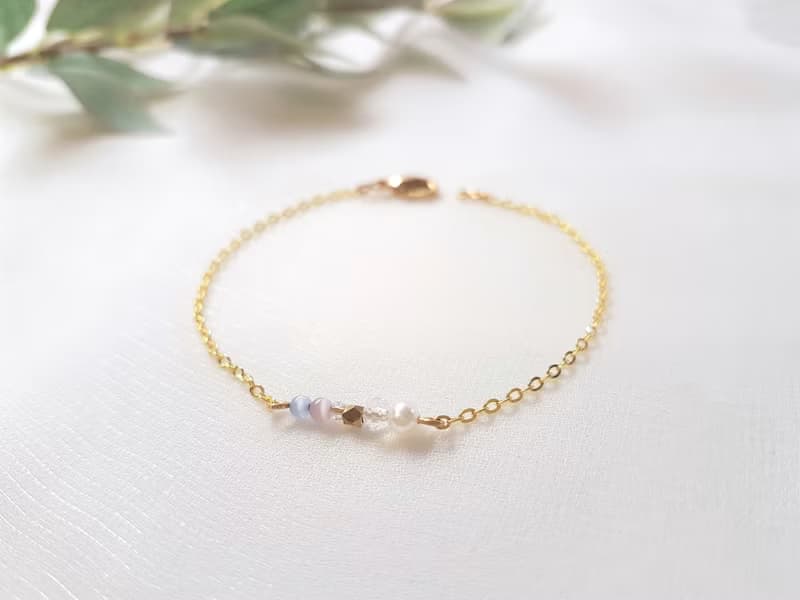 度假小屋 ‧ 貓眼石 珍珠 黃銅 水晶 細手鍊