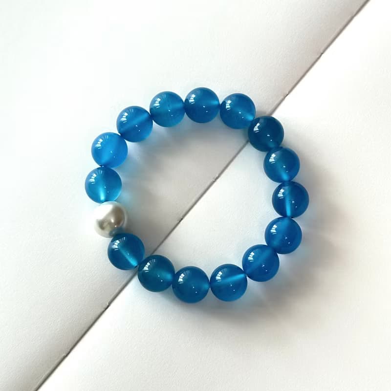 【藍色世界】海藍瑪瑙 • 淡水珍珠 手鏈 海洋