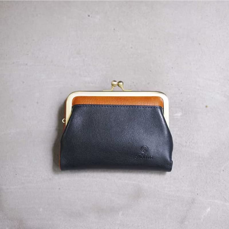 優雅品味日本珠扣跳色牛皮短夾  Made in Japan by FOLNA