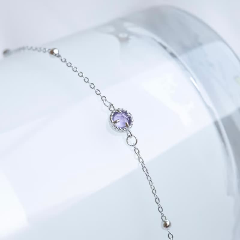 紫水晶925純銀麻花蛋糕塔手鍊