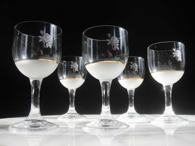 【老時光 OLD-TIME】早期二手精美玻璃酒杯組(五個一組)