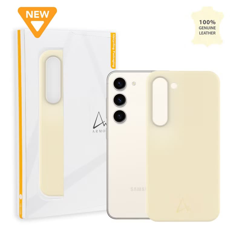 ARMOR Samsung Galaxy S23+/S23 全真皮電話保護殼_暮光白
