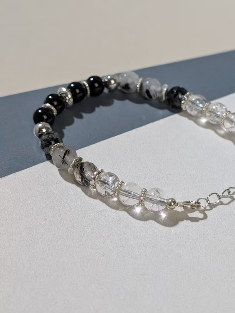 墨色晨光 黑髮晶手鍊