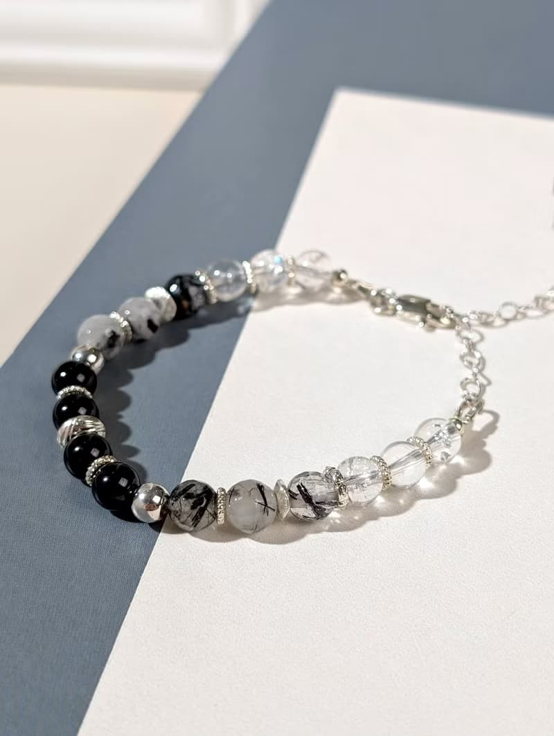 墨色晨光 黑髮晶手鍊