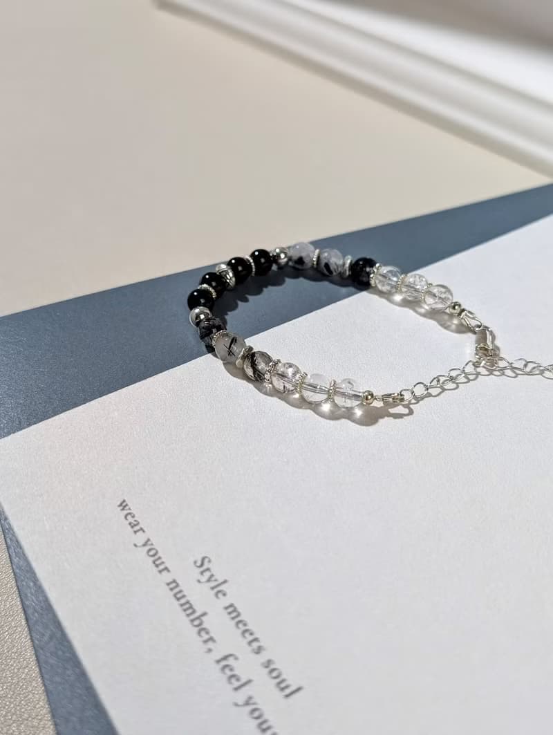 墨色晨光 黑髮晶手鍊