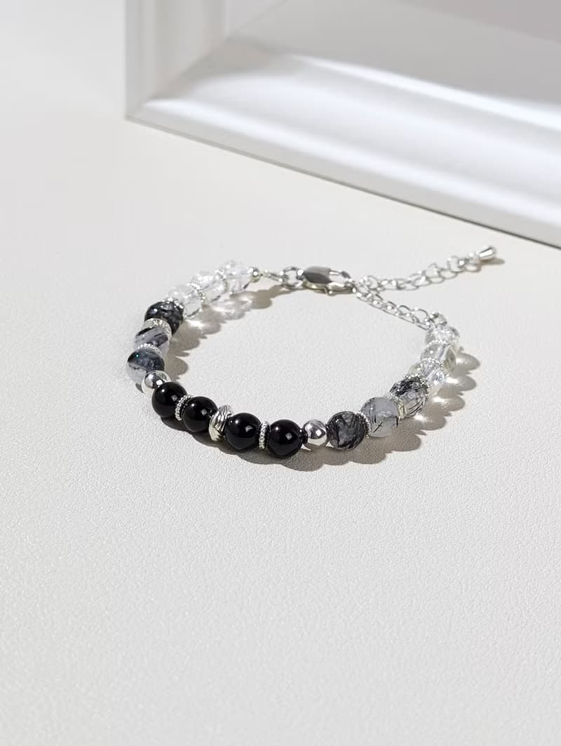 墨色晨光 黑髮晶手鍊