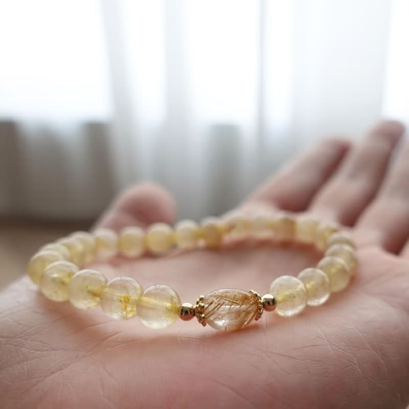 璀璨金芒 能量守財  黃水晶 鈦晶 手鍊 手環 能量水晶系列 禮物