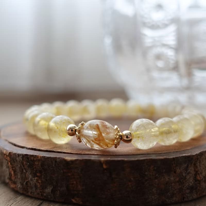 璀璨金芒 能量守財  黃水晶 鈦晶 手鍊 手環 能量水晶系列 禮物