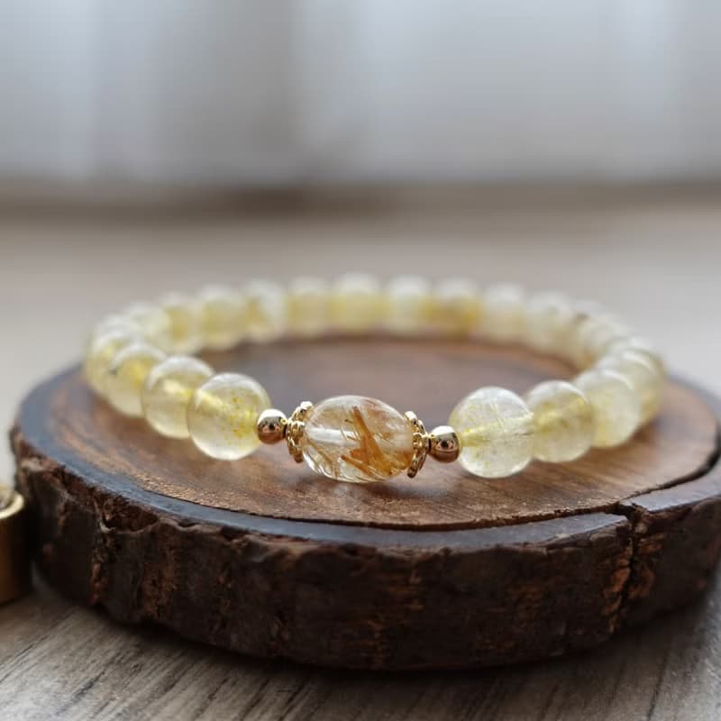 璀璨金芒 能量守財  黃水晶 鈦晶 手鍊 手環 能量水晶系列 禮物