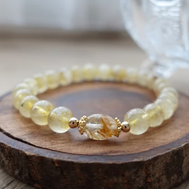 璀璨金芒 能量守財  黃水晶 鈦晶 手鍊 手環 能量水晶系列 禮物