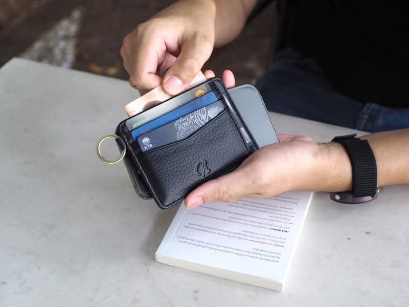 June (Black) :  Multi-card holder, card case, Slim wallet, Black wallet