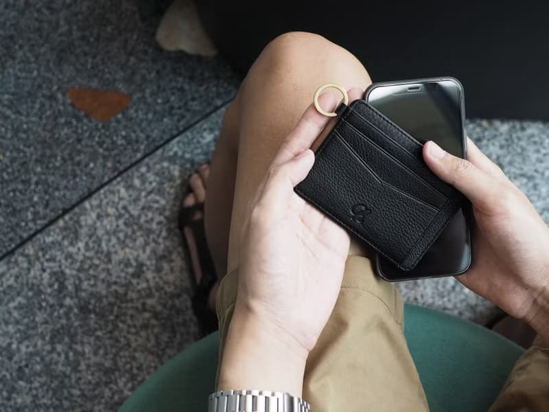 June (Black) :  Multi-card holder, card case, Slim wallet, Black wallet