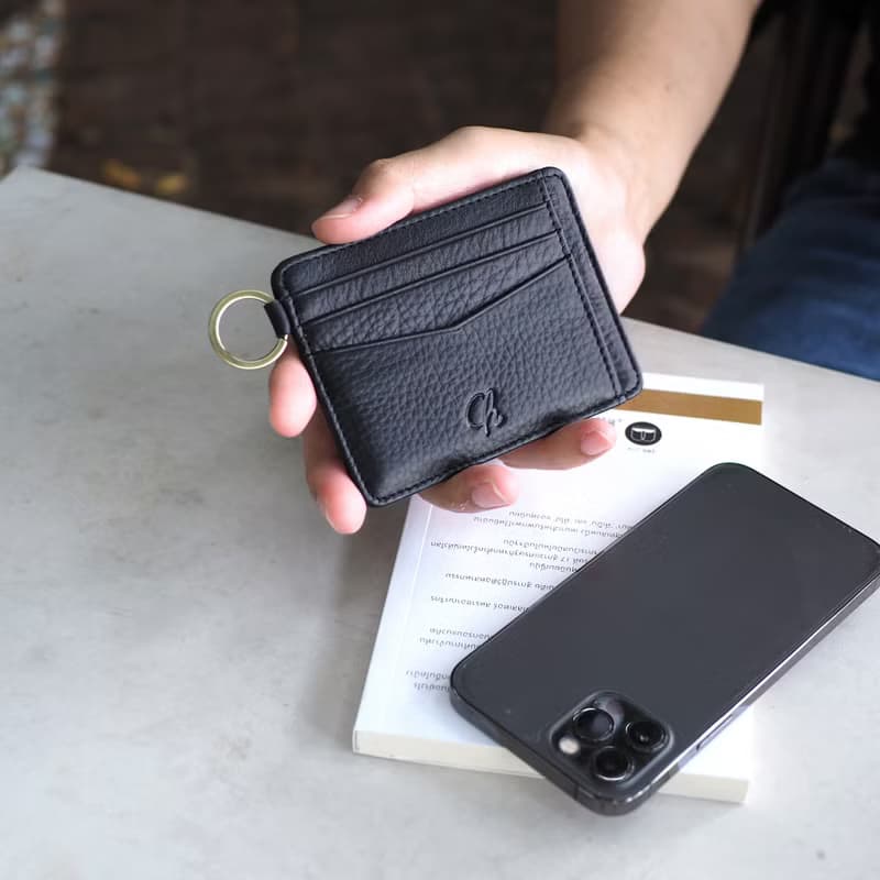 June (Black) :  Multi-card holder, card case, Slim wallet, Black wallet