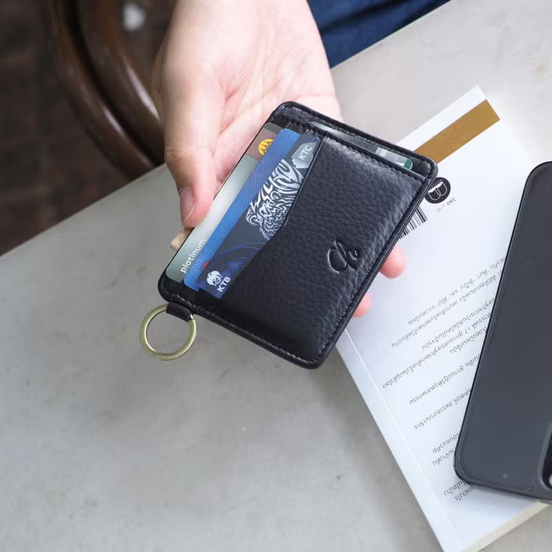 June (Black) :  Multi-card holder, card case, Slim wallet, Black wallet