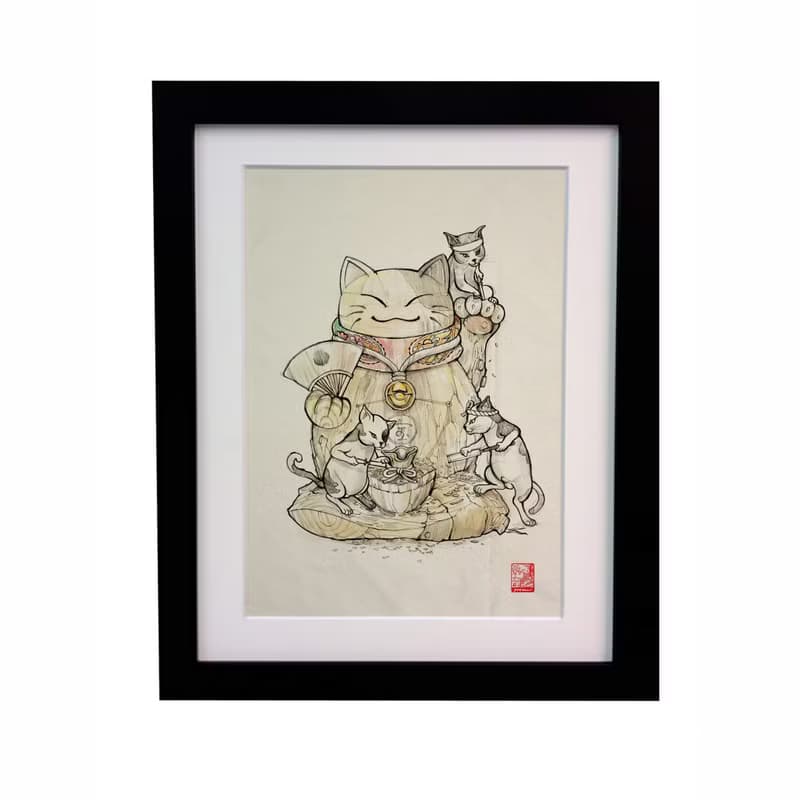 Maineiki Neko Fabric Art  Canvas No frame