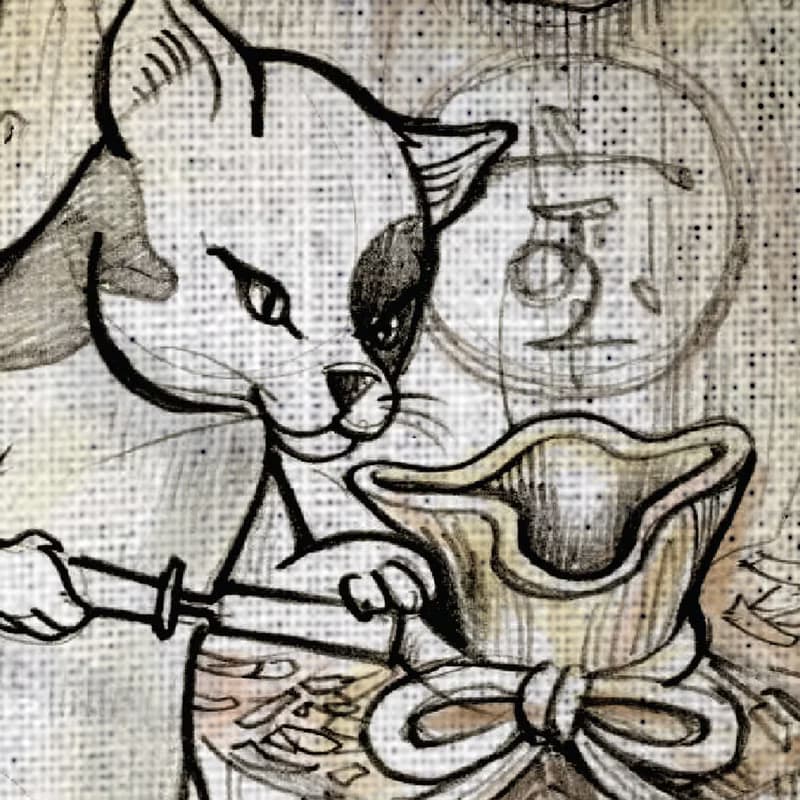 Maineiki Neko Fabric Art  Canvas No frame