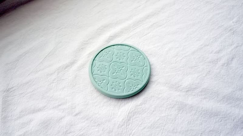 海棠花水泥杯墊-樂土吸水材質 | 台灣設計製造(馬卡綠)