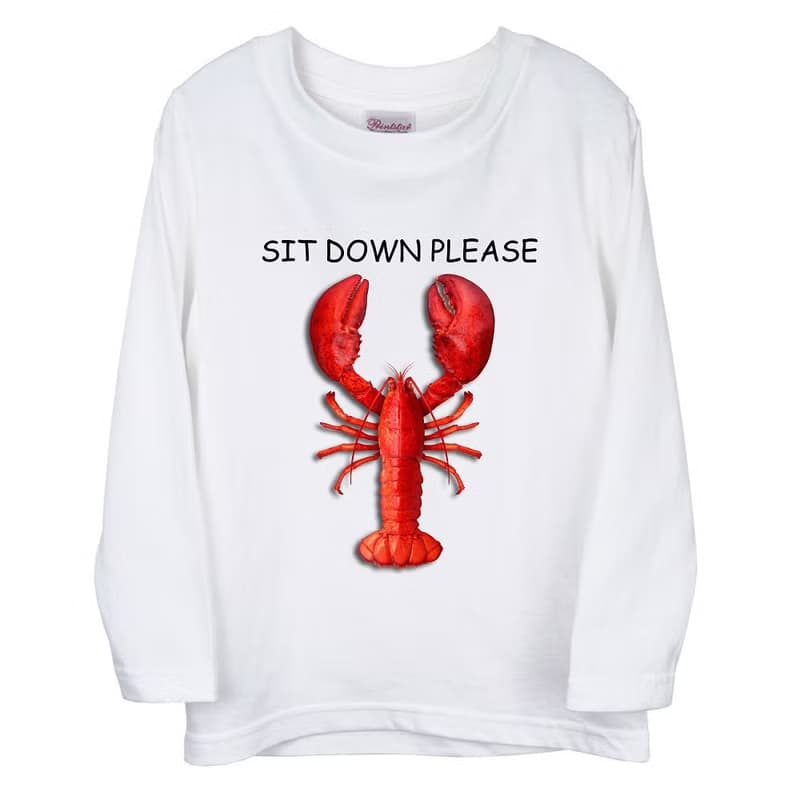 Sit Down Please 龍蝦裝 長袖上衣T恤 白 童裝 大人服 親子裝