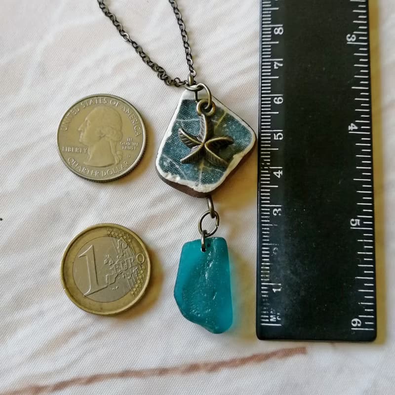 Starfish Sea glass pendant 綠松石海玻璃項鍊 Cute Present 陶與海玻璃的結合 Everyday Jewelry 女朋友禮物