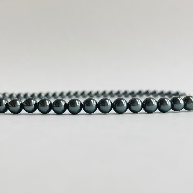 貝パールシンプルネックレスM/5mm約45cm/ブラックパール/R/made in japan