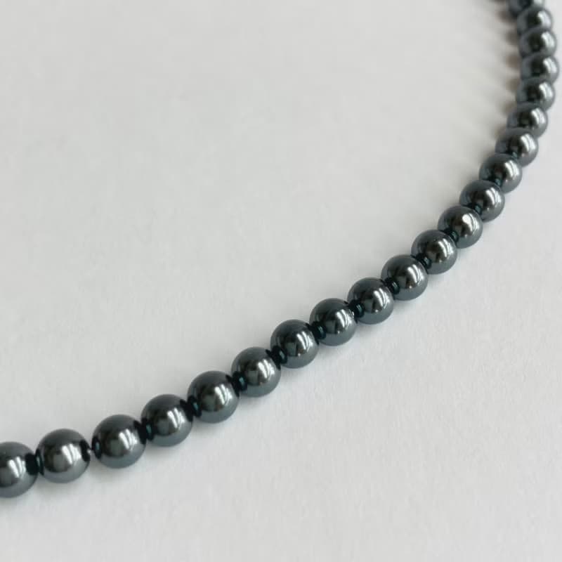 貝パールシンプルネックレスM/5mm約45cm/ブラックパール/R/made in japan