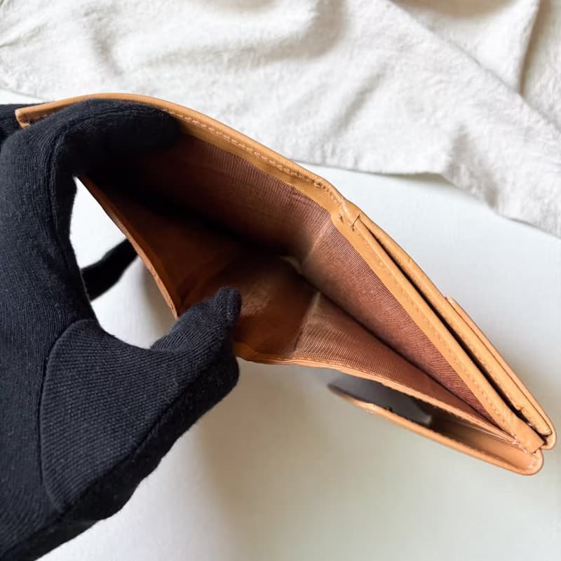 Vintage Celine 淺棕色老花翻蓋短夾