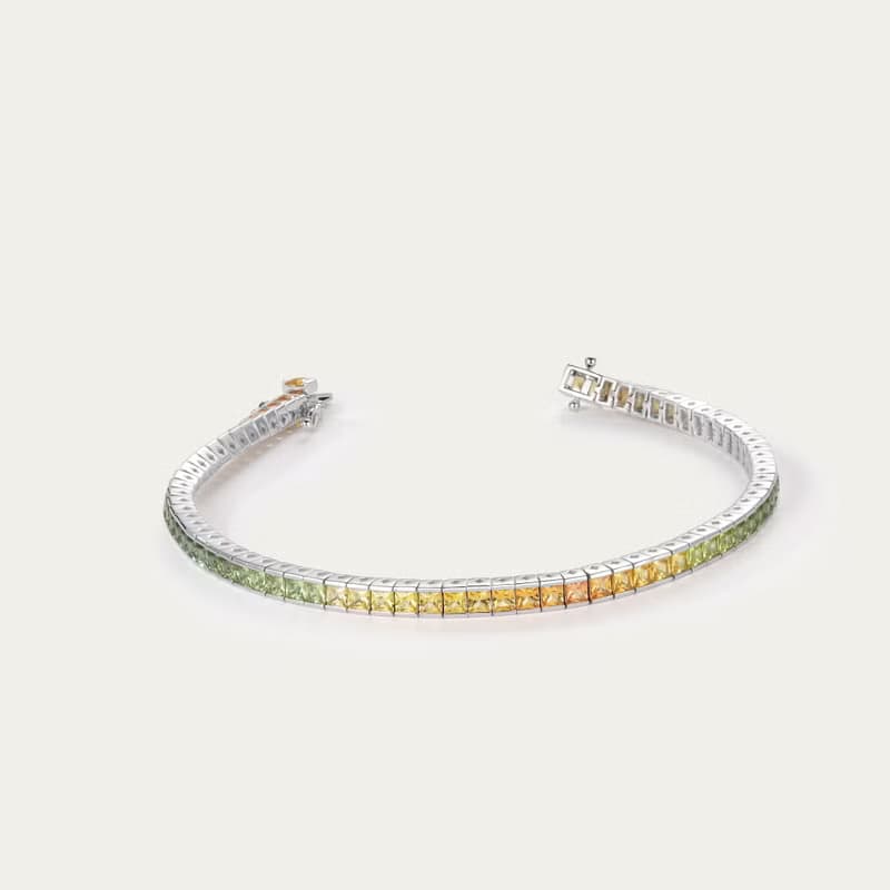 夏日時光向日葵驕陽彩色藍寶石剛玉天然石手鍊18k金手鍊