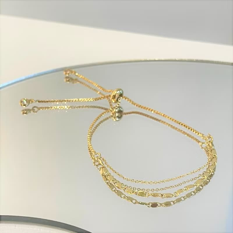 │日常│壓光雙鍊 • 14kgf • 手鍊 • 可調式手鍊 • 注金