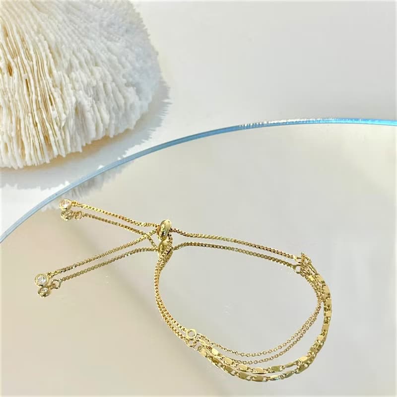 │日常│壓光雙鍊 • 14kgf • 手鍊 • 可調式手鍊 • 注金