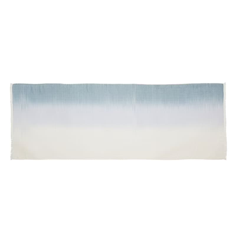 絣染漸層絲質圍巾-綠X白(數量有限 售完為止)