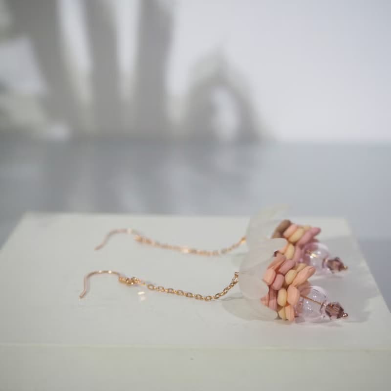 日本初桜開限定系列 | 18K玫瑰金櫻花耳環 | SAKURA 串珠手工飾品