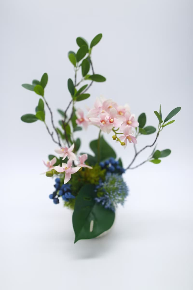 雅緻粉蝴蝶蘭榕枝香氛花禮/擬真植物/人造盆栽/綠化/佈置/禮物