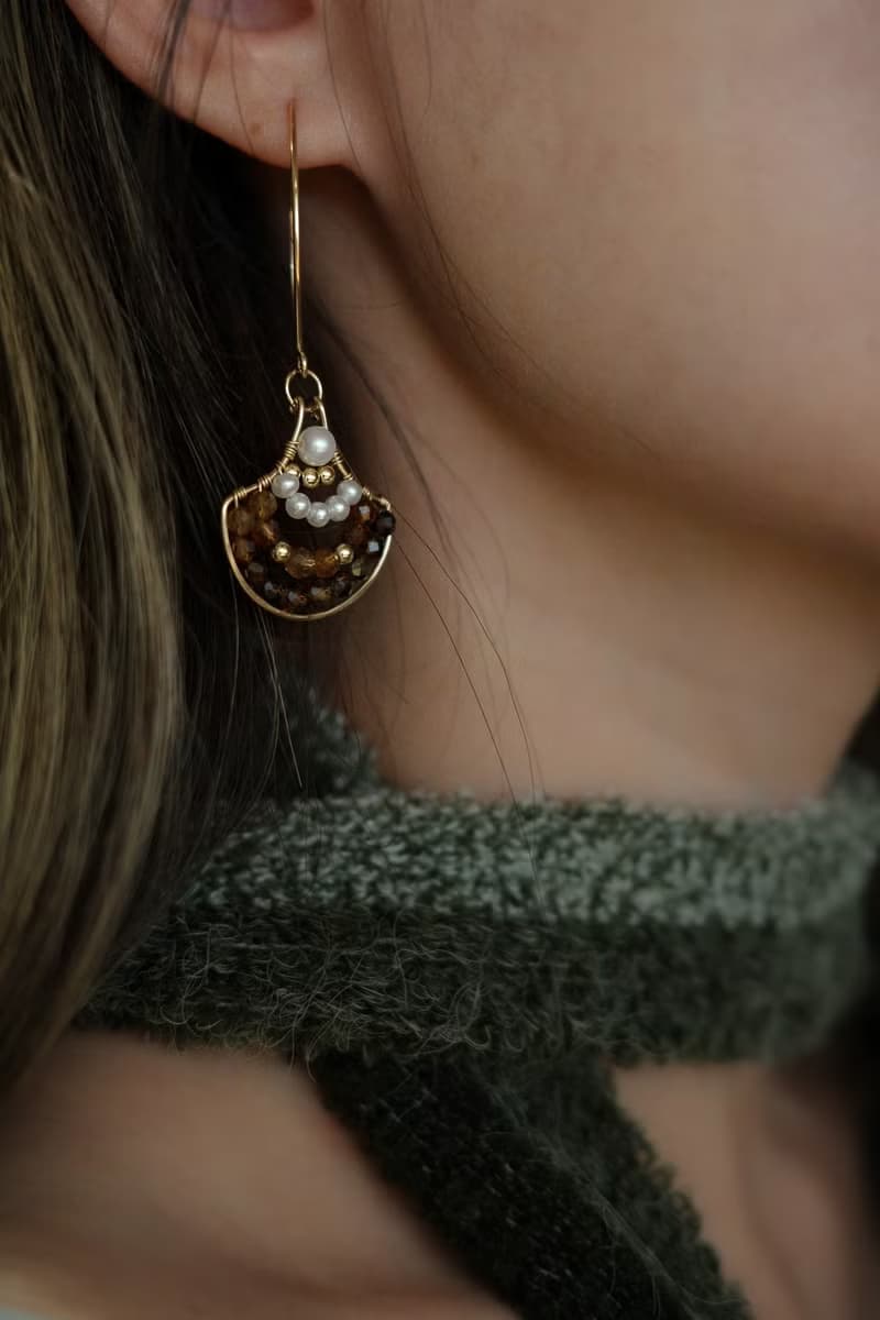 暖陽映照 碧璽耳環 14K Gold-Filled