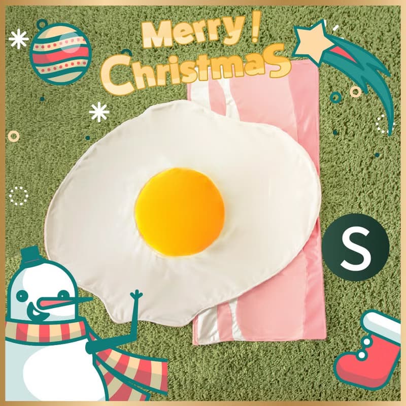 【聖誕禮盒】荷包蛋毛毯 培根毛毯 牛角麵包抱枕 聖誕節 交換禮物