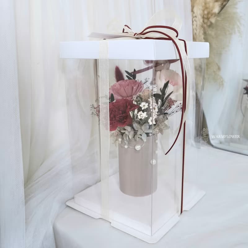 【24H出貨】母親節桌花ー【霧紅色康乃馨珍珠】永生乾燥桌花