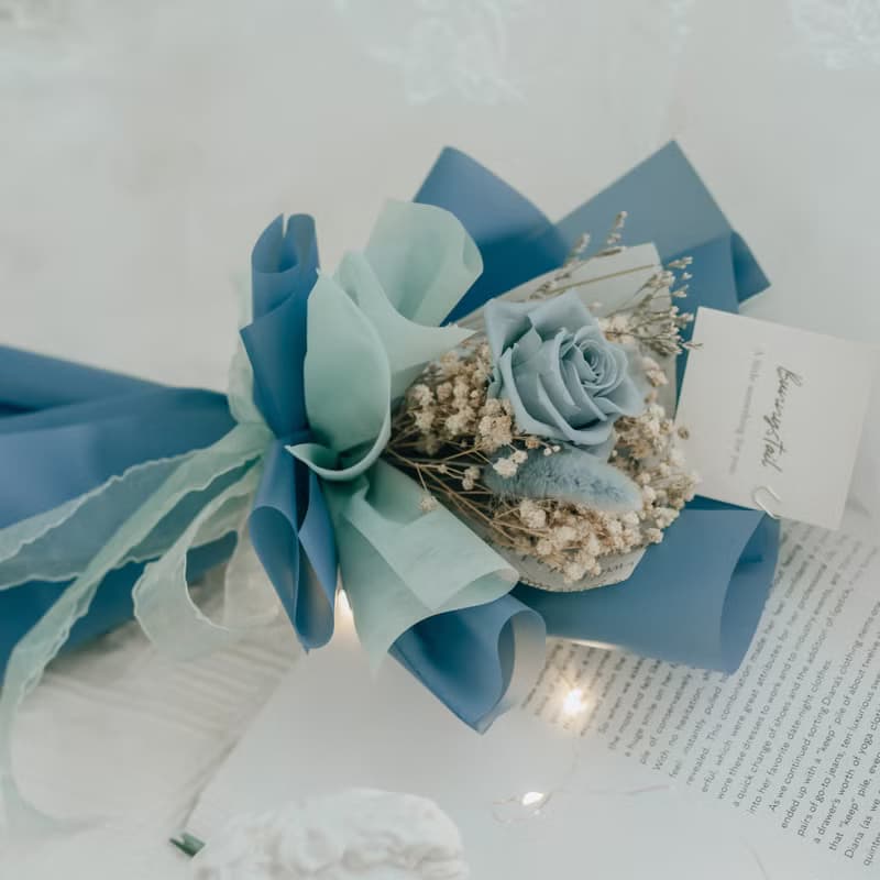 /小型永生花束/ CINDERELLA 湛藍 永生花 情人節套組 生日禮物