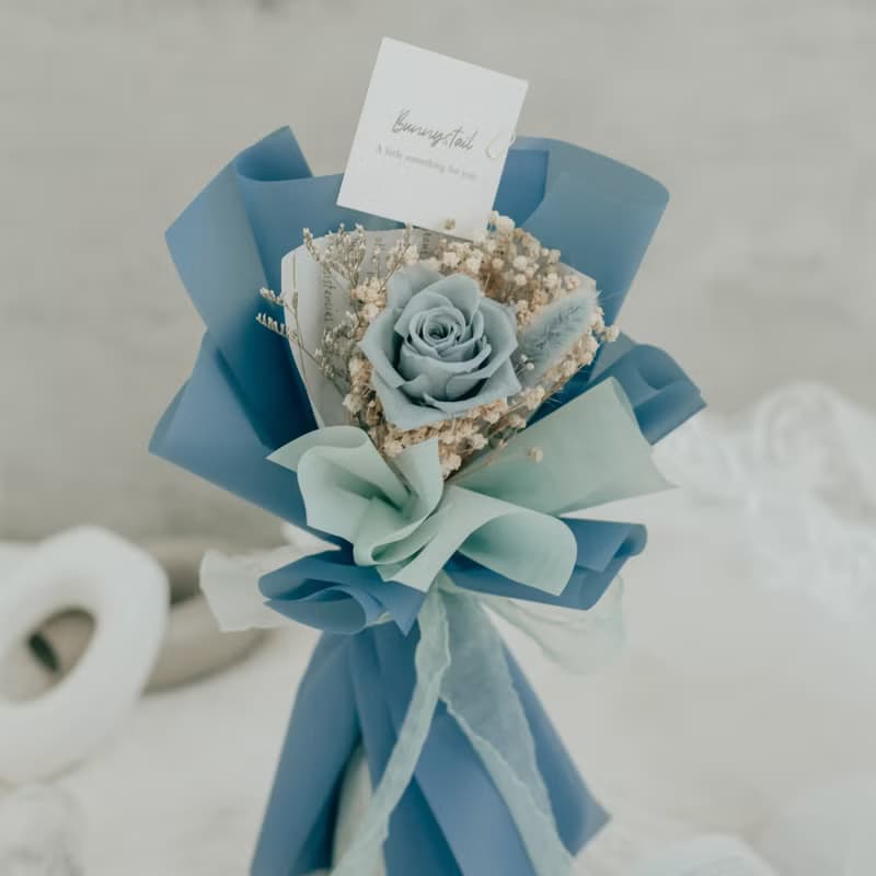 /小型永生花束/ CINDERELLA 湛藍 永生花 情人節套組 生日禮物