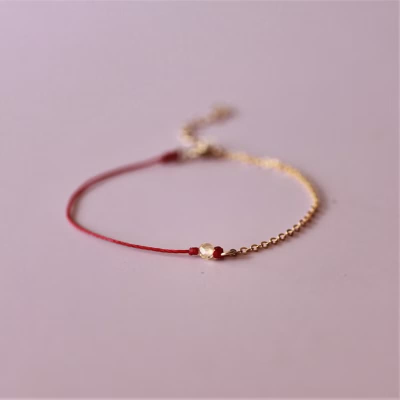 【禮物】獻上祝福 自信旺財 14k注金手鍊+ 紅蠟線 生日、祝