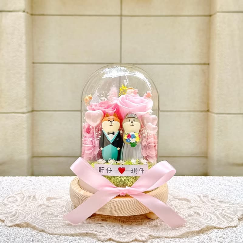 柴犬/貓咪/婚禮/永生花/乾燥花/夜燈/玻璃盅/玻璃罩