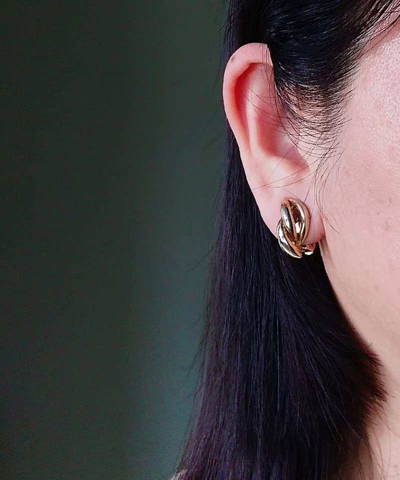 vintage jewelry  古董金色小麥粒造型夾式耳環