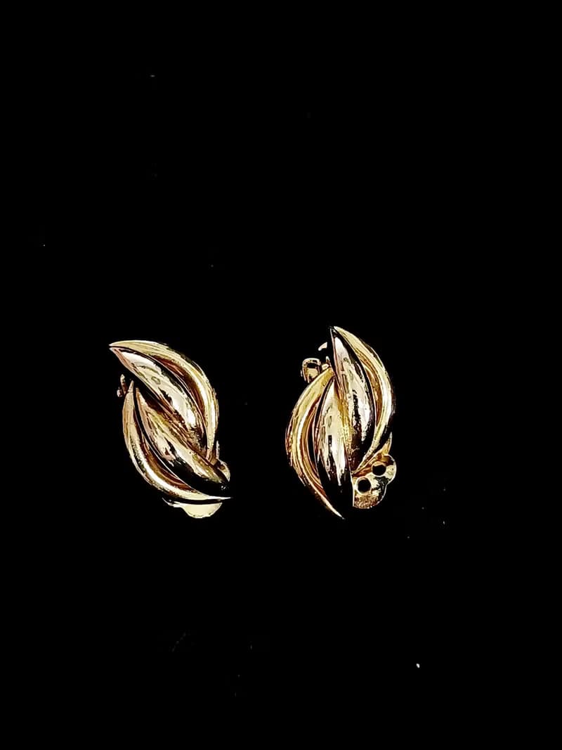 vintage jewelry  古董金色小麥粒造型夾式耳環